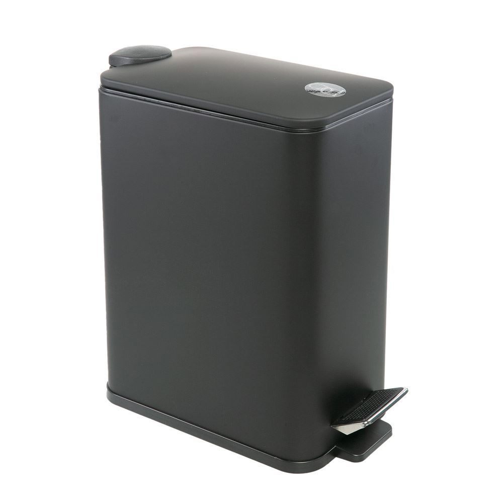 Lixeira 5L com Tampa com Fechamento Suave Modelo Slim Premium Preta/Branca Compacta Cozinh...