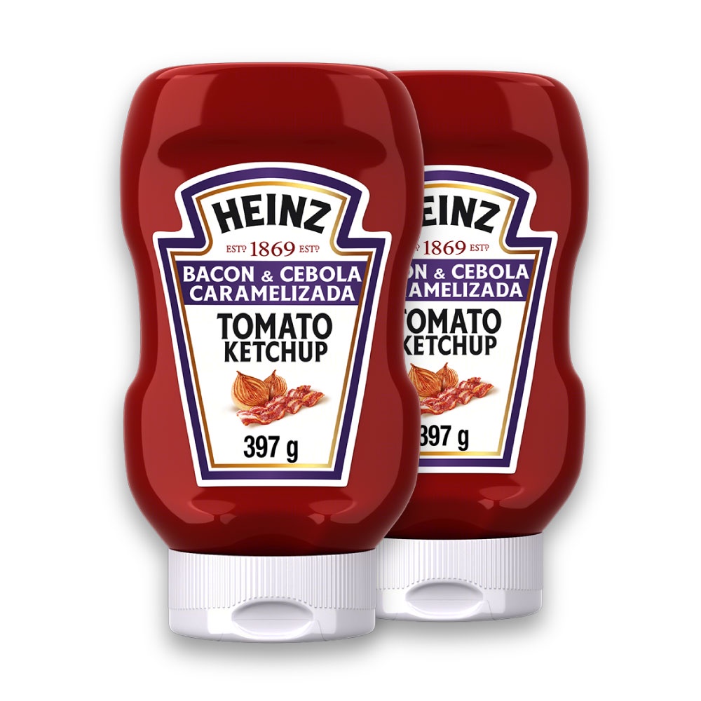 Kit com 2 Ketchup Heinz Bacon e Cebola Caramel 397g Shopee Brasil