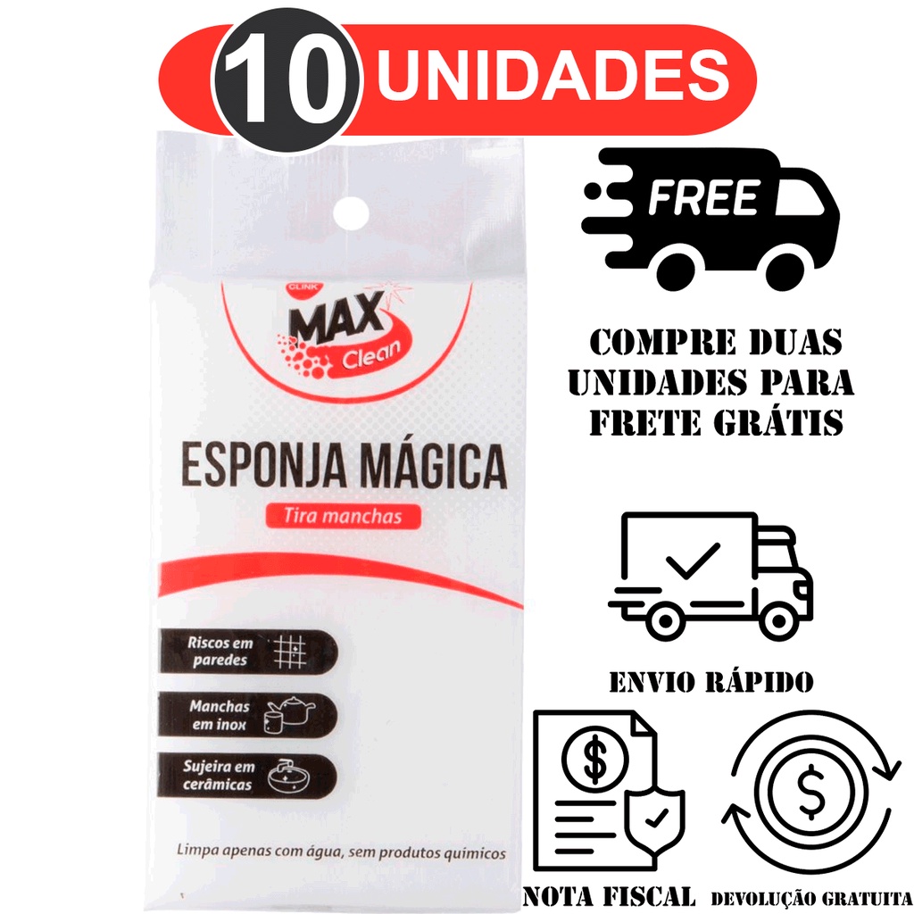 KIT 10 Esponja Mágica Branca Tira Manchas Esponja Magica para Limpeza