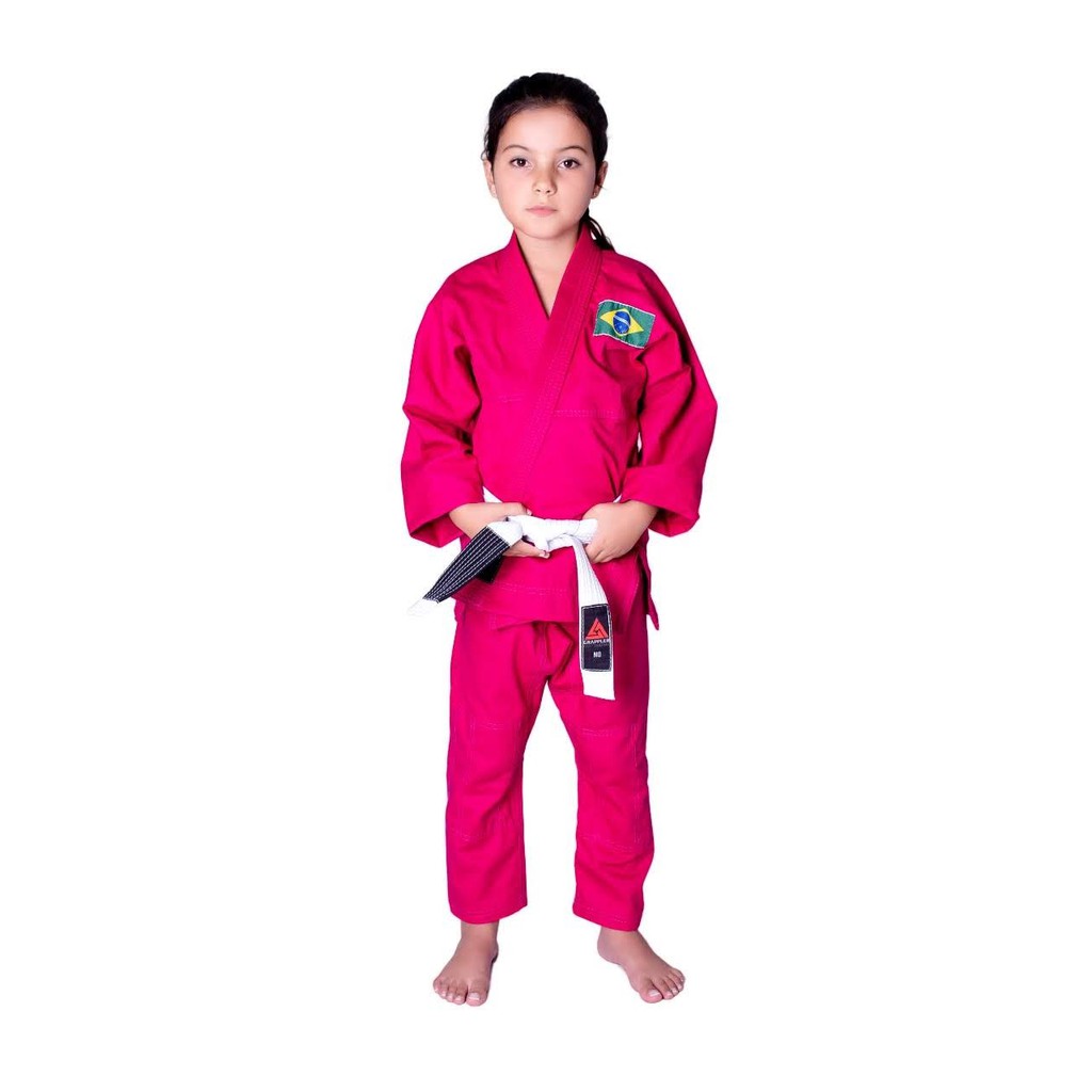 Kimono Rosa  Infantil Judo Jiu Jitsu Reforçado Liso+faixa Gratis!