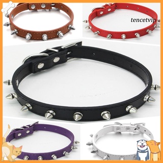 Coleira De Couro Sintético Ajustável Com Rebites E Spikes Para Cachorro / Gato
