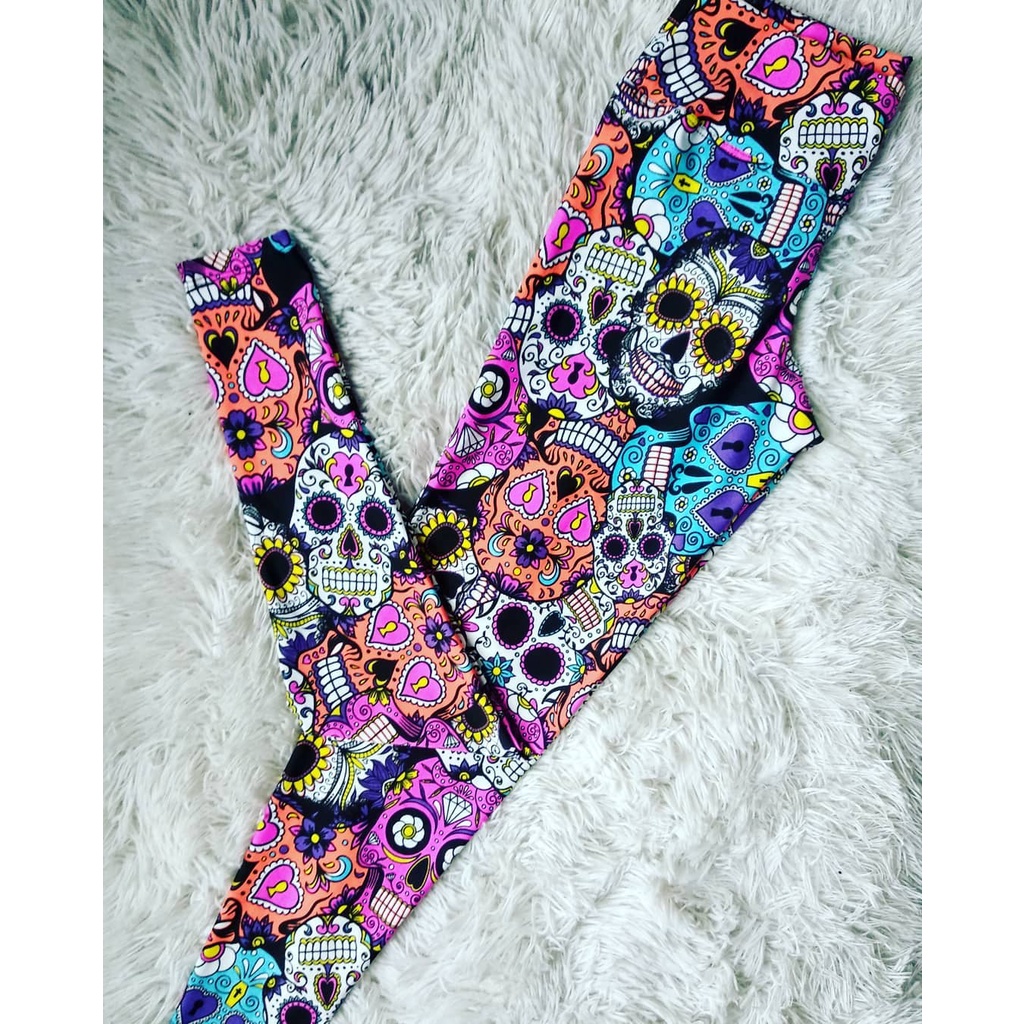 Legue De Caveira Para Academia Oncinha Lisa Calça Legging Fitness Para Academia