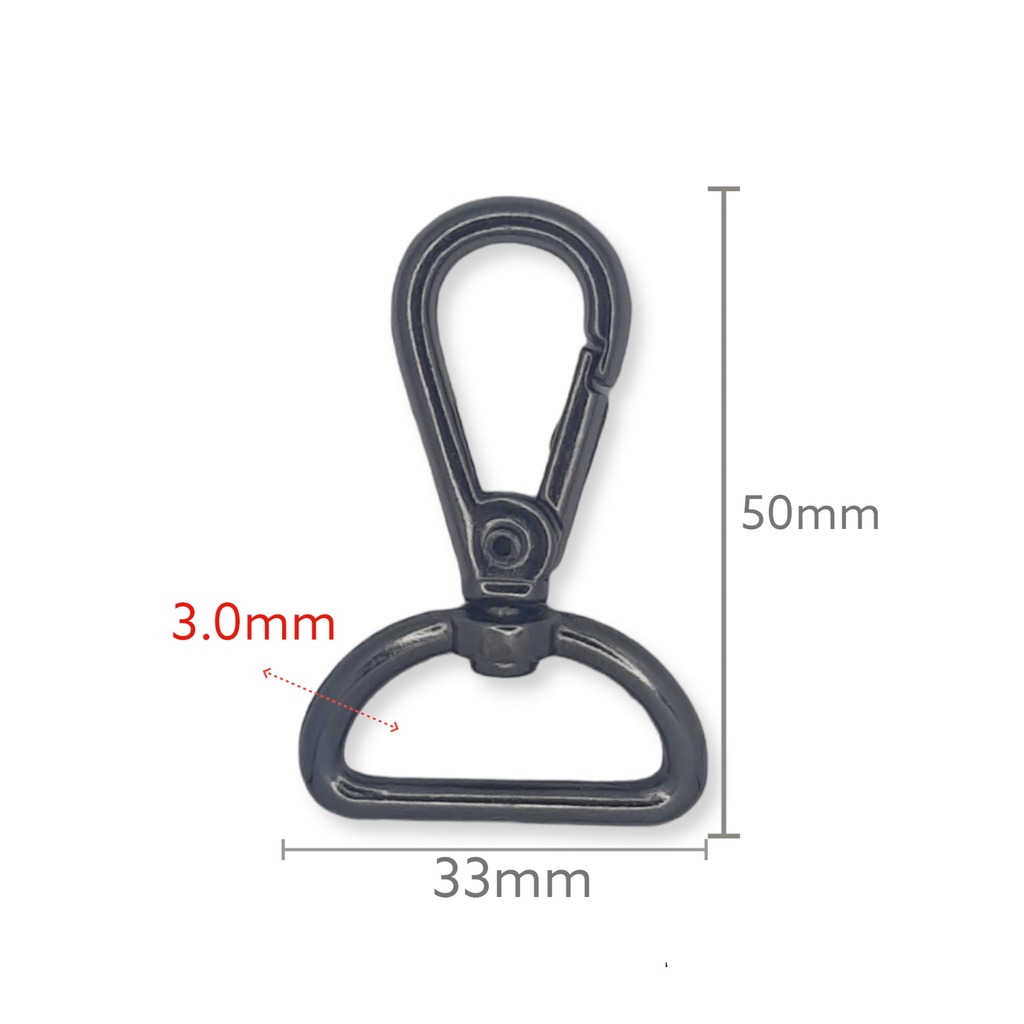 1 Mosquetão Luxo Grafite 25mm para Bolsas Mochilas Necessarie Artigos Costura