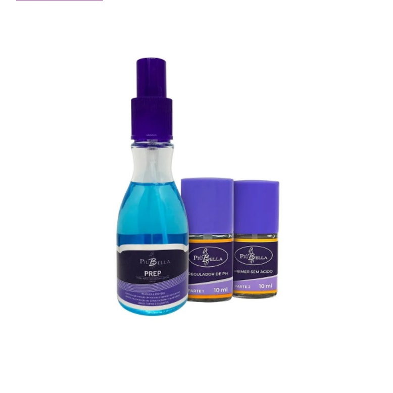 Kit Preparadores Regulador De Ph + Primer Sem Ácido + Prep Antisséptico Piu Bella