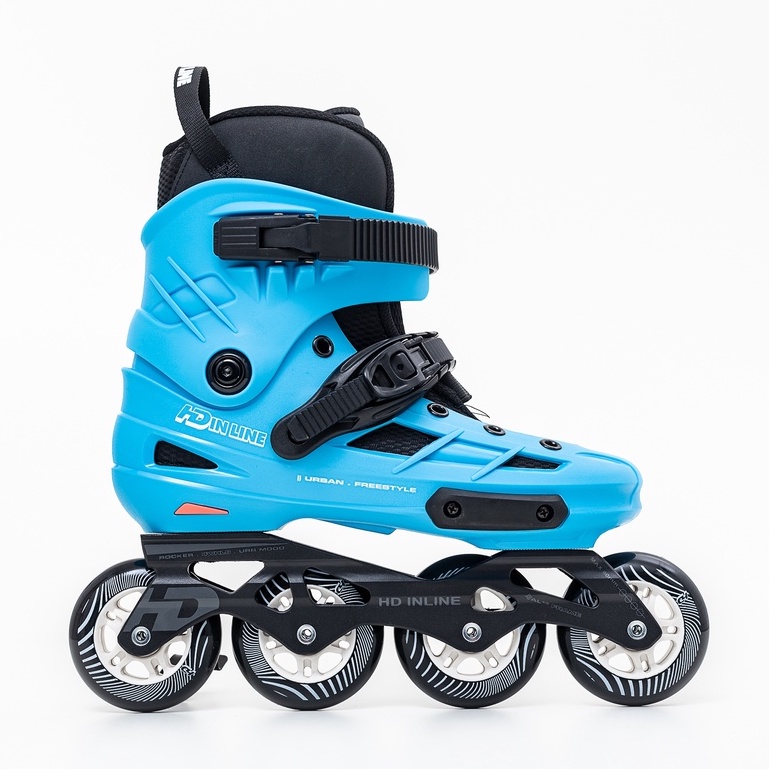 Patins New Skull II Azul Inline HD Freestyle Base em Alumínio Rodas 80mm Abec 9