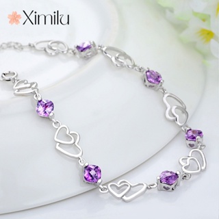 ♥Pulseira De Prata Dupla Coração Ametista 925 Artesanato pulseira masculina homens Acessórios de moda coreanos casal Pulseira feminina vintage 925 pulseiras e braceletes prata para mulheres em Oferta na Shopee