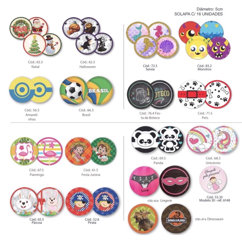 16~20 ADESIVOS REDONDOS LEMBRANCINHAS (50 MODELOS) 5/4CM em Oferta na Shopee
