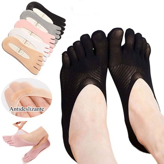 Meias Femininas De Cinco Dedos De Verão Meia Ultrafina Feminina Dedo Engraçado Do Pé Invisível Sokken Com Silicone Antiderrapante Respirável Antifricção