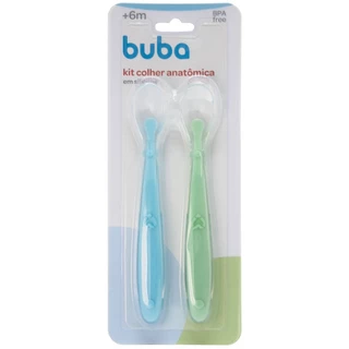 Kit Colher Anatômica em Silicone Buba Azul e Verde