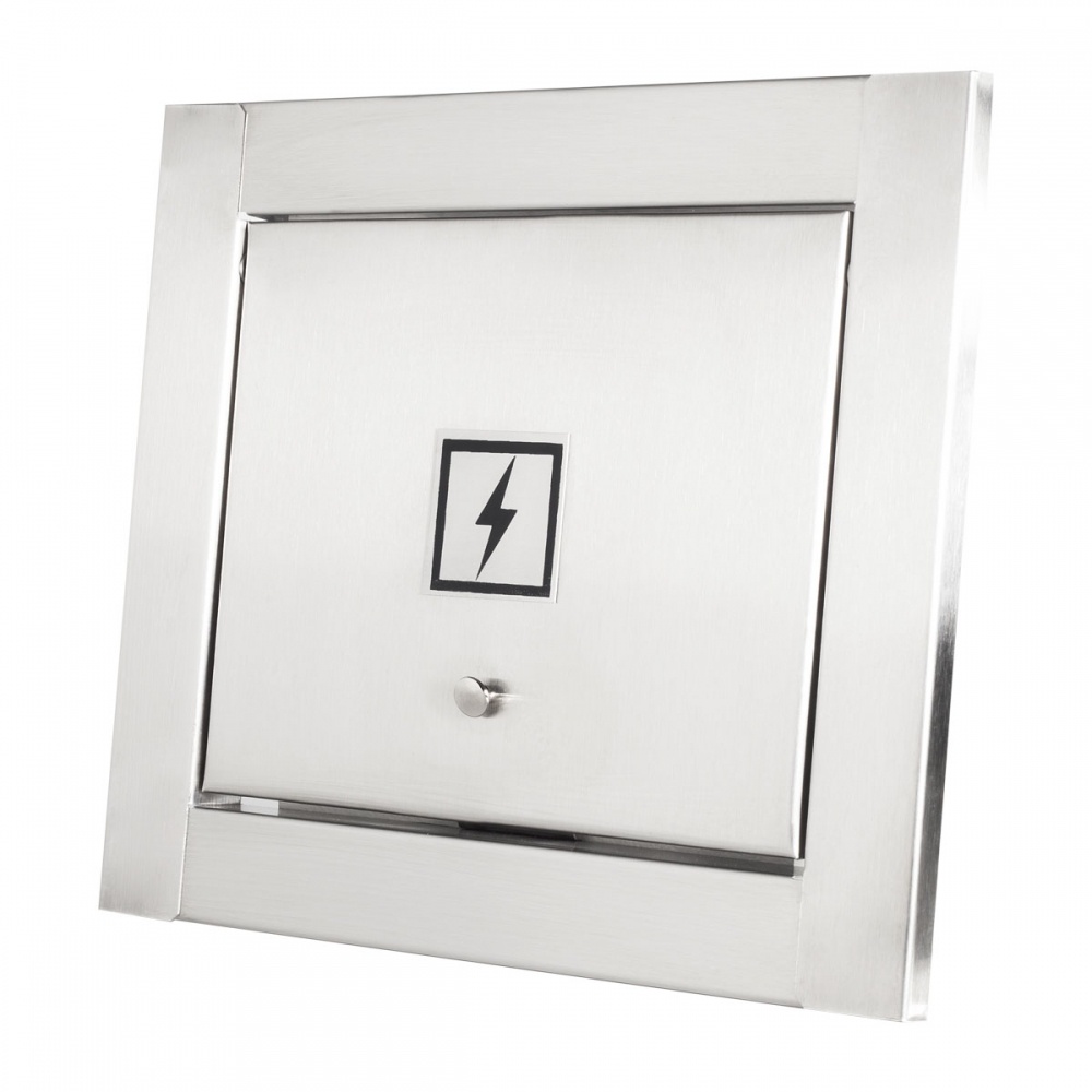 Visor de luz energia branco com moldura em inox polida brilhante espelhada