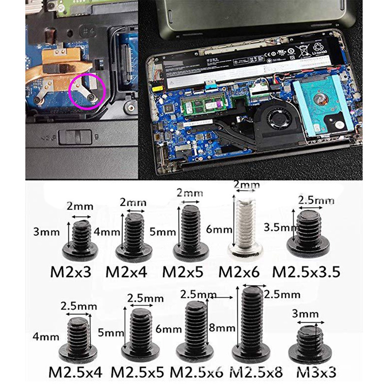LaptopScrewsDirect Lot de 10 vis M2 x 5 mm pour ordinateur portable en zinc noir pour Dell HP Asus IBM Toshiba 