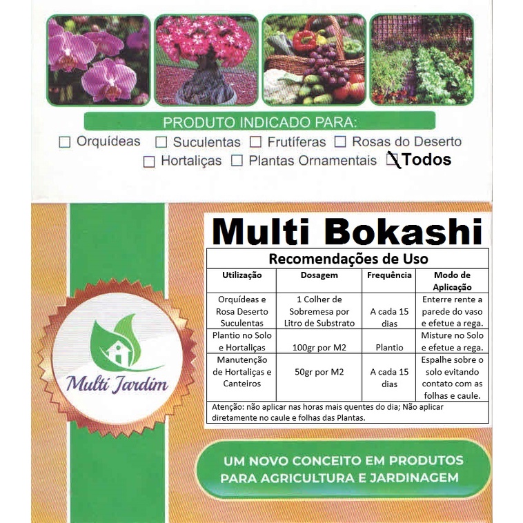 1kg Multi Bokashi Adubo Orgânico Orquídeas Hortaliça Flores