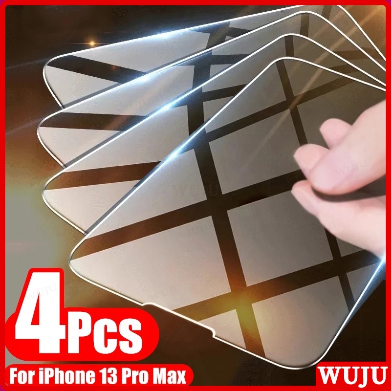 WUJU 4 peças 9H película Vidro Temperado pelicula Para iPhone 17 11 12 13 14 15 16 Pro Max 7 8 Plus SE XS XR X Air