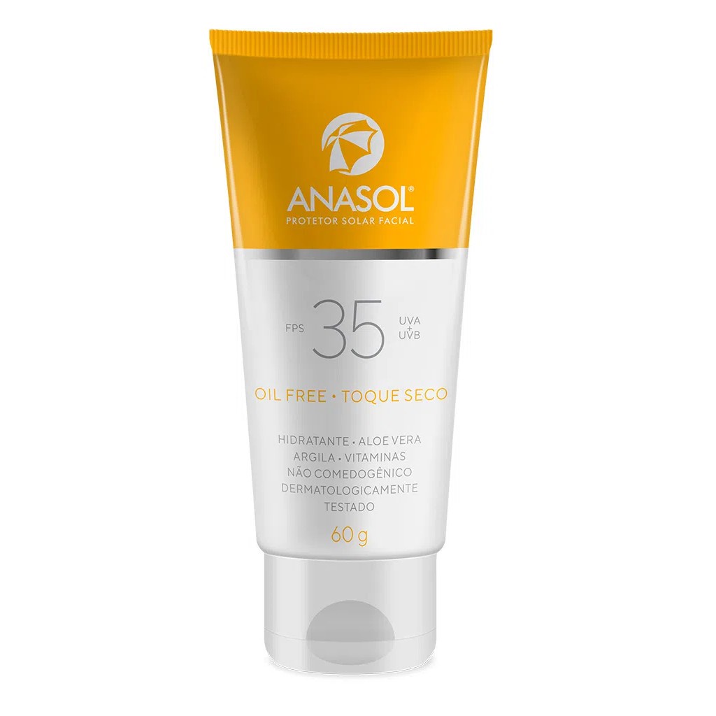 Protetor Solar Facial Anasol Fps 35 - Toque Seco - 60g - Vegano