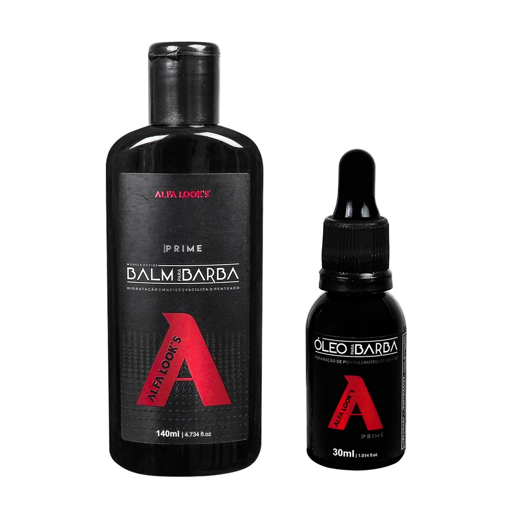 Balm para Barba + Óleo para Barba - Kit Barba Alfa Look's Prime