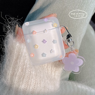 Estojo De Flores Fresca Compatível Com AirPods 1 2 Pro 3a Capa Roxa Flor 3 Chaveiro Cordão