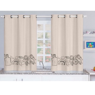 Cortina De Cozinha Blackout Estampada 2,20 larg X 1,30 alt - Bege