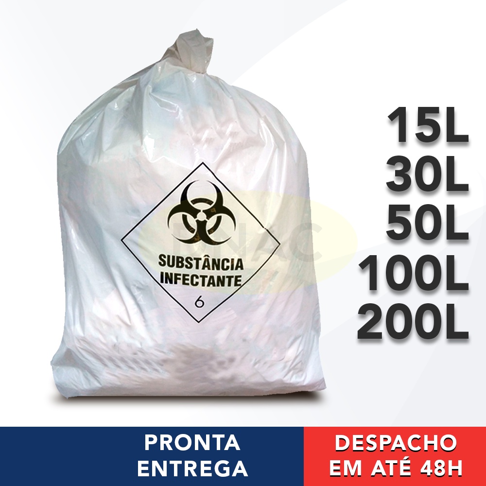 Saco De Lixo Infectante 6 Hospitalar Descarte Resíduo 100un Rava