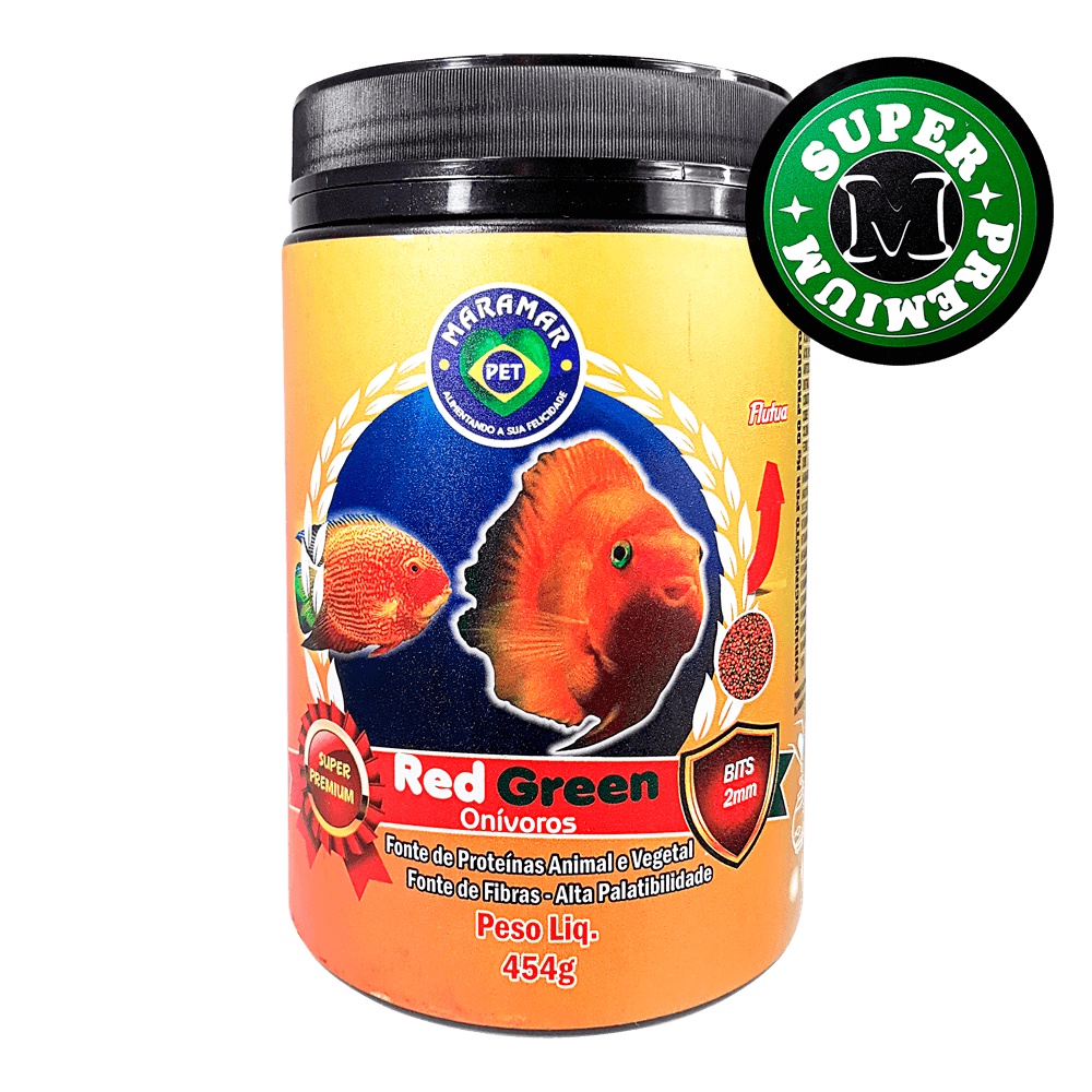 Ração Peixes Maramar Red Green Onívoros 454g Bits 2mm | Shopee Brasil