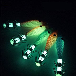 5 Pcs Luminosa Isca De Pesca Squid Macio Iscas Falsas Noctilucentes Polvo Gancho Gabaritos Enfrentar Conjunto em Oferta na Shopee