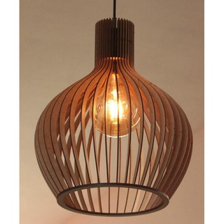 Pendente Luminária Lustre de Sala Quarto Madeira Modelo Vintage Marrom - 1gmm