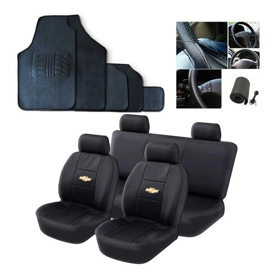Kit Capa Couro Banco Carro Tapete Volante Chevrolet Astra Hatch 1995 a 2011