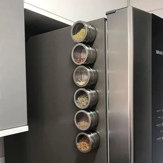 Porta Condimento Temperos Inox Magnético Com imã para Geladeira