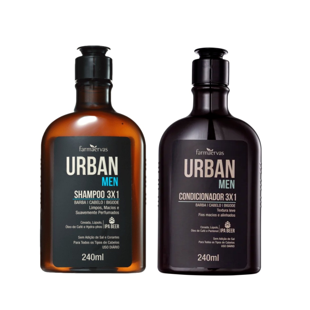 Kit Urban Men Shampoo + Condicionador para Cabelo Barba Bigode ...