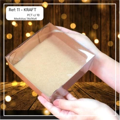 10~50 Caixas Embalagem 15 Doces Com Visor em Acetato KRAFT 14x14x4 - Ref. 11 (CHOCO)