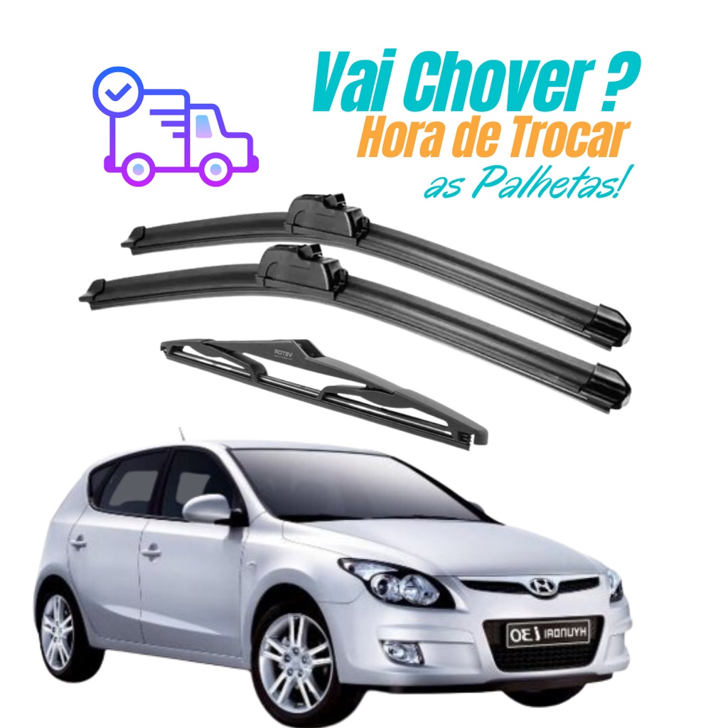 Kit de 3 Palhetas para Limpador de Parabrisa Dianteiro + traseiro para Hyundai I30 2010 2011 2012 em Oferta na Shopee
