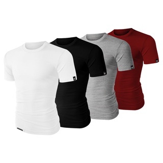 Kit 4 Camisa Masculina 100% Algodão Lisa Camiseta Basica
