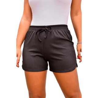 Shorts Canelado Shortinho Curto Feminino Soltinho Malha Treino Academia Verão Atacado