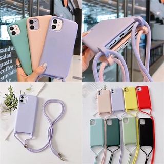 For iPhone 15 Pro Max 14 Pro Max 13 12 11 Pro Max 7 8 Plus XR XS Max Silicone Soft Case Necklace Crossbody Lanyards case