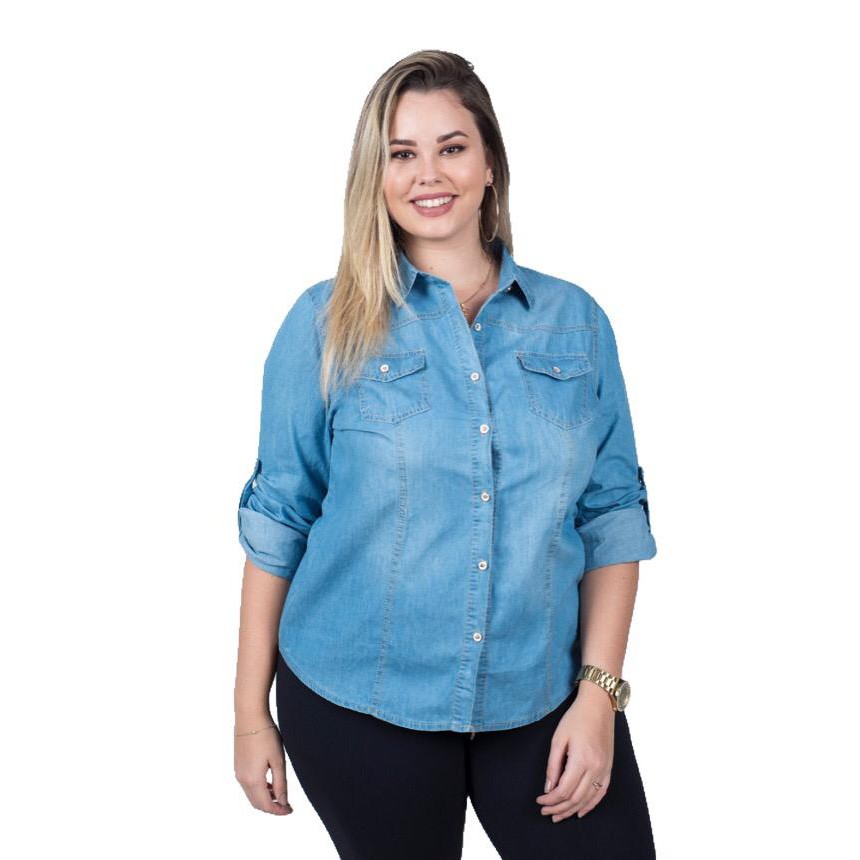 blusa jeans feminina plus size