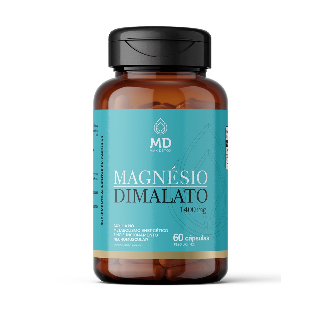 Magnésio Dimalato 1400mg 60 Cápsulas Max Detox