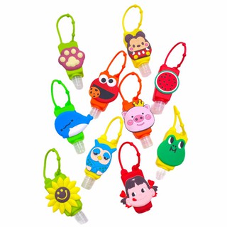 Kits com Frascos Porta Álcool Gel Mochila DESENHADO Chaveiro Silicone Personagens Variados