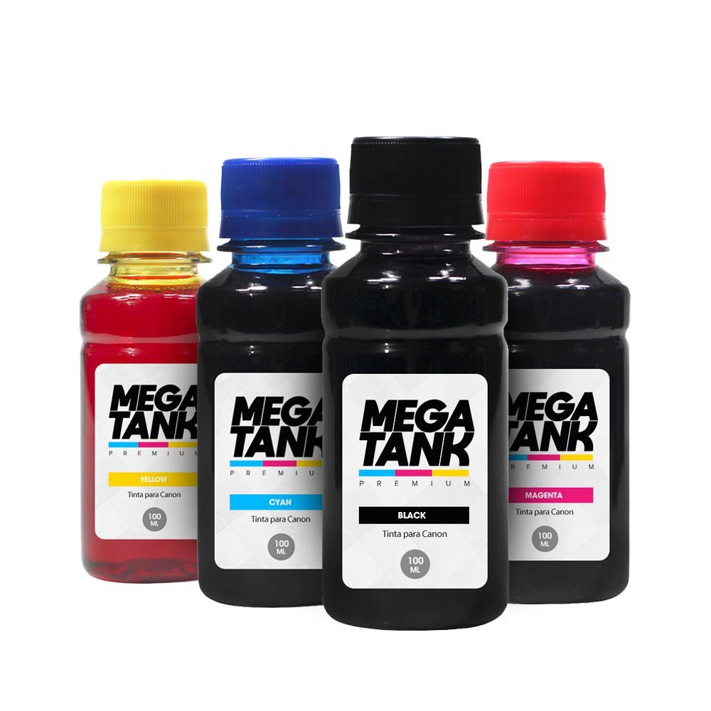 Kit 4 Tintas para Canon G3110 CMYK 100ml Mega Tank