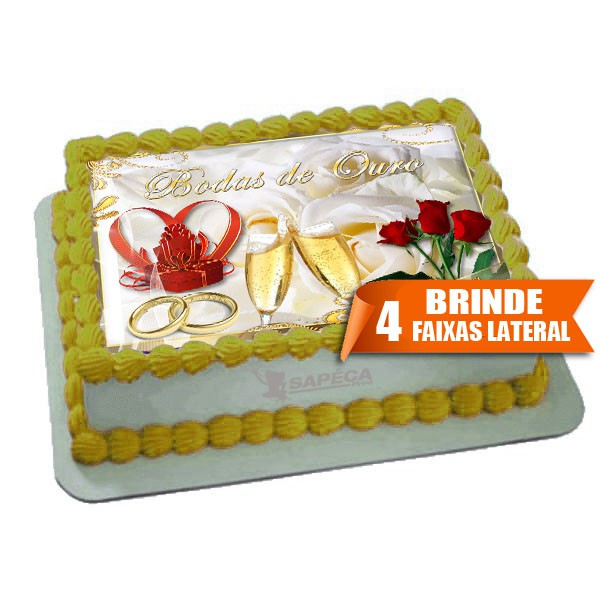 Papel arroz bodas de Ouro para Bolo