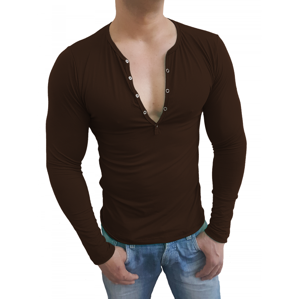 Camiseta Masculina Slim Botão Pressão Manga Longa NF