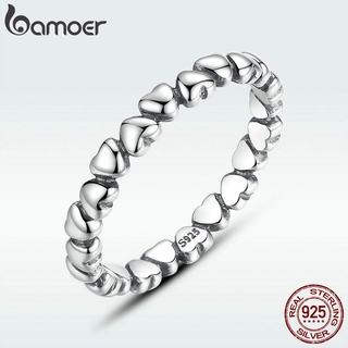 Bamoer Finger Ring Heart Style Authentic Anti-corrosion Silver 925 Orignal Jewelry For Women & Girls Fit Gifts BSR179