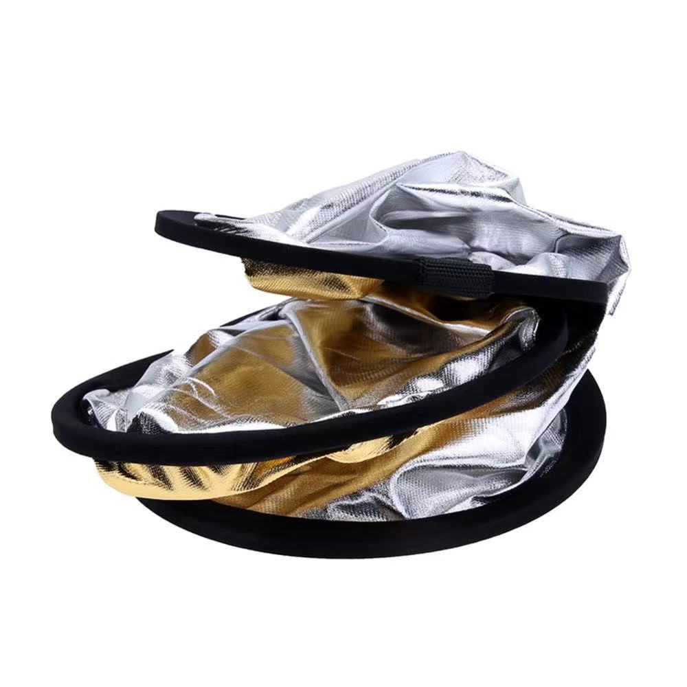 Refletor Redondo De Claro 2 Em 1 Multi-Disc Com Bolsa Portátil Dobrável/Branco/Dourado/Prata Para Estúdio De Fotografia - detalhe