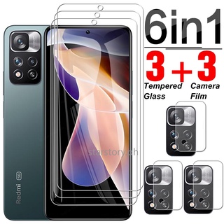 Película Protetora De Tela De Vidro 6-Em-1 Para Xiaomi Redmi Note 11 Pro Plus 5G/Note11