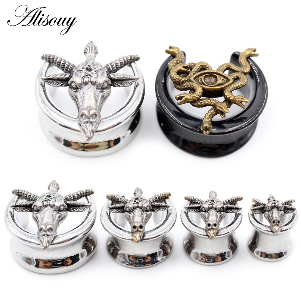 Alisouy 1 Peça De Aço Inoxidável Semicírculo De Ovelhas Ovelha Sela Para Orelha Túnel Expansores Macacadores Medidores De Jóias Corporais Piercing