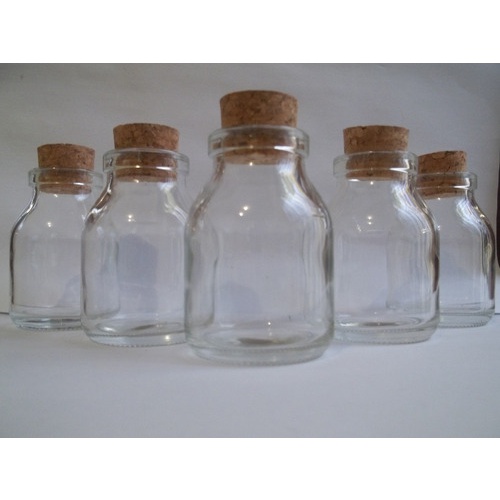 50 - Pote De Vidro Boca Larga 50ml C/ Tampa De Rolha Frasco