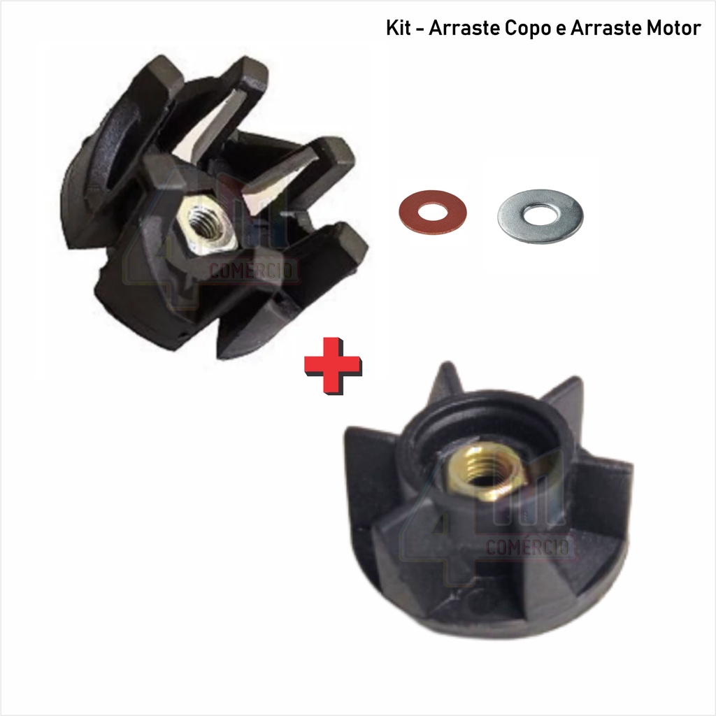 Kit Arraste Do Copo E Motor Compatível Liquidificador Eixo Grosso Modelo Universal