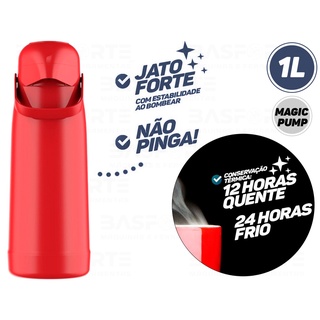 Garrafa Térmica Pressão 1 L Magic Pump Vermelha Termolar em Oferta na Shopee