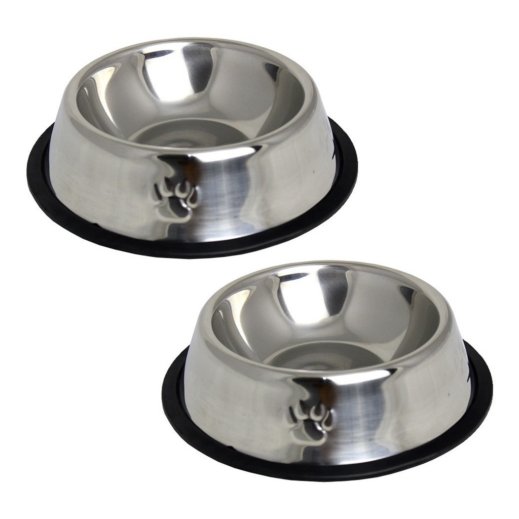 Tigela Comedouro Para Gato E Cachorro 2 Unidades Em Inox 300 ML CADA em Oferta na Shopee
