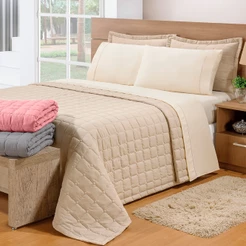 Kit Cobre Leito Colcha Solteiro Casal Queen King 3 e 2 Peças Matelado Dupla Face Berlim