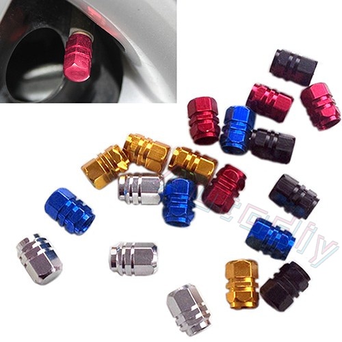 4 Peças Tampas De Alumínio De Válvula De Ar De Pneu De Roda De Carro | 4Pcs Aluminum Tire Wheel Rims Stem Air Valve Caps Tyre Cover Car Truck Bike
