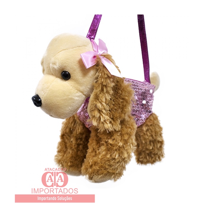 Bolsa Cachorro Rosa 28cm - Pelúcia | Shopee Brasil